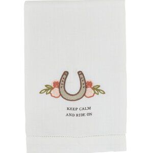 Mud Pie Western Horse Shoe Embroidered Bathroom Towel 21" x 14" NEW